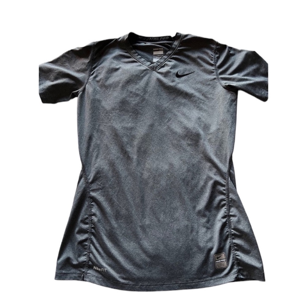 Nike Pro Top Size Small Fitted Short Sleeve Gray Color